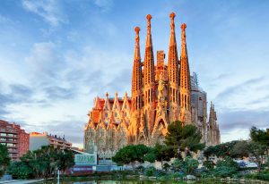 BARCELONA, SPAIN - La Sagrada Familia - the impressive cathedral designed by Gaudi, which is being build since 19 March 1882 and is not finished yet February 10, 2016 in Barcelona, Spain.
